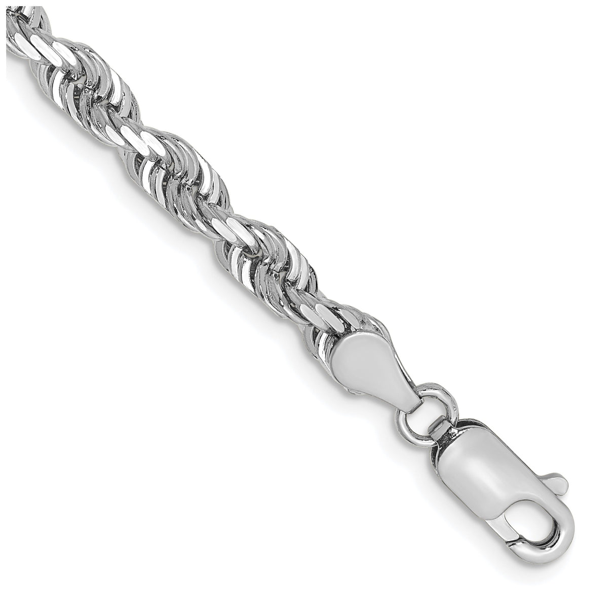 14K White Gold 4.5 mm Rope Chain Bracelet, Polished