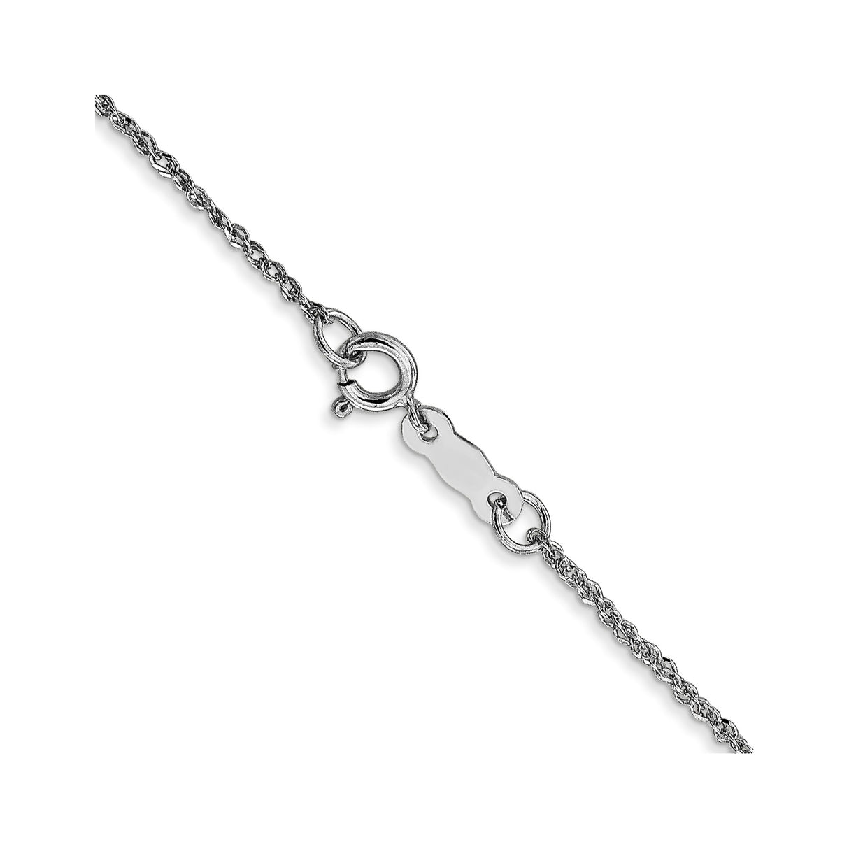 14K White Gold 1.1 mm Polished Chain Necklace, Solid alternate angle