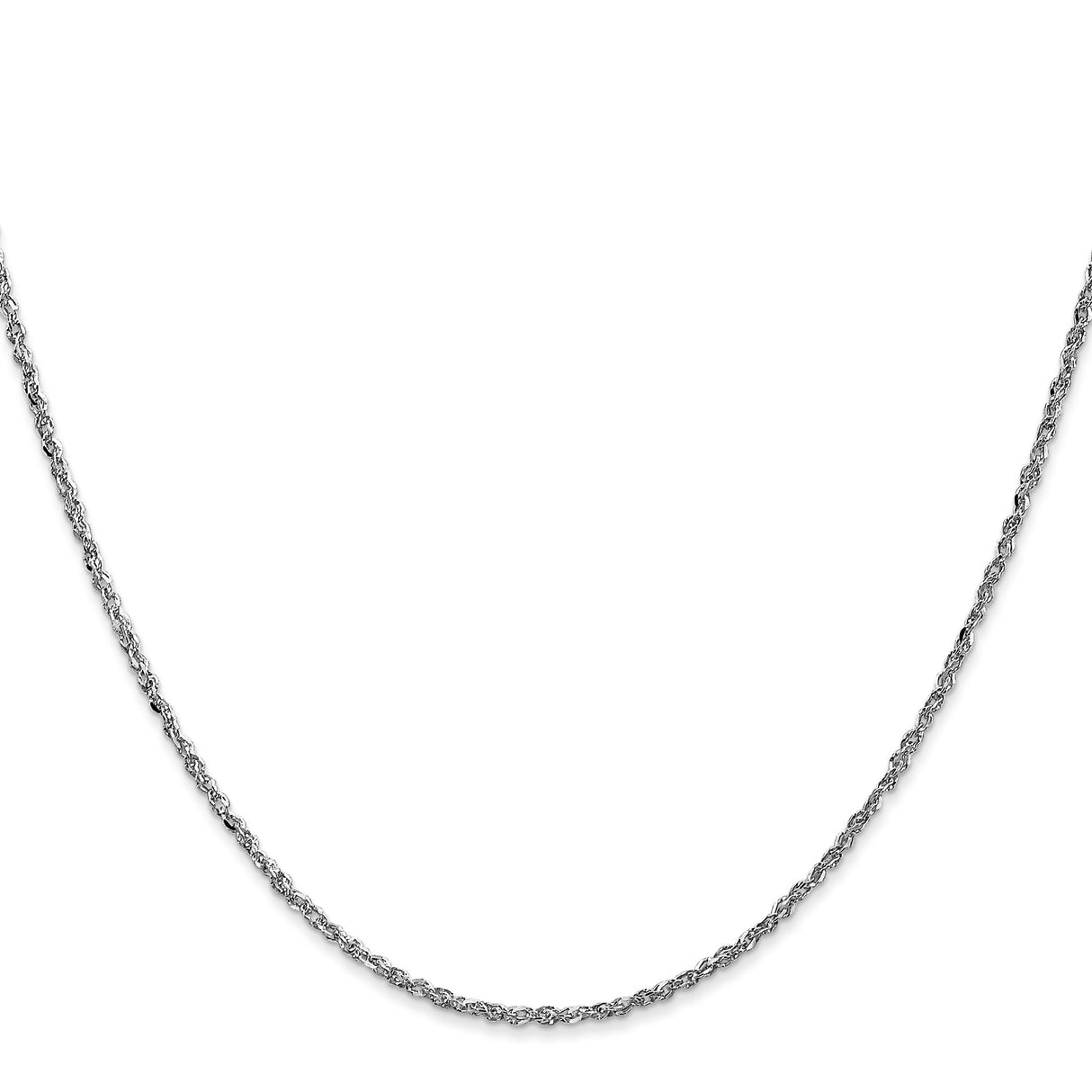 14K White Gold 1.7 mm Polished Chain Necklace, Solid