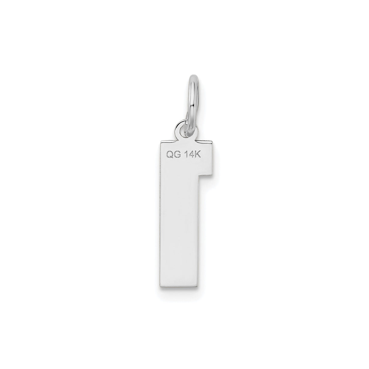 14k White Gold Number 1 Pendant with Matte Finish and Polished Edges, Unisex Charm