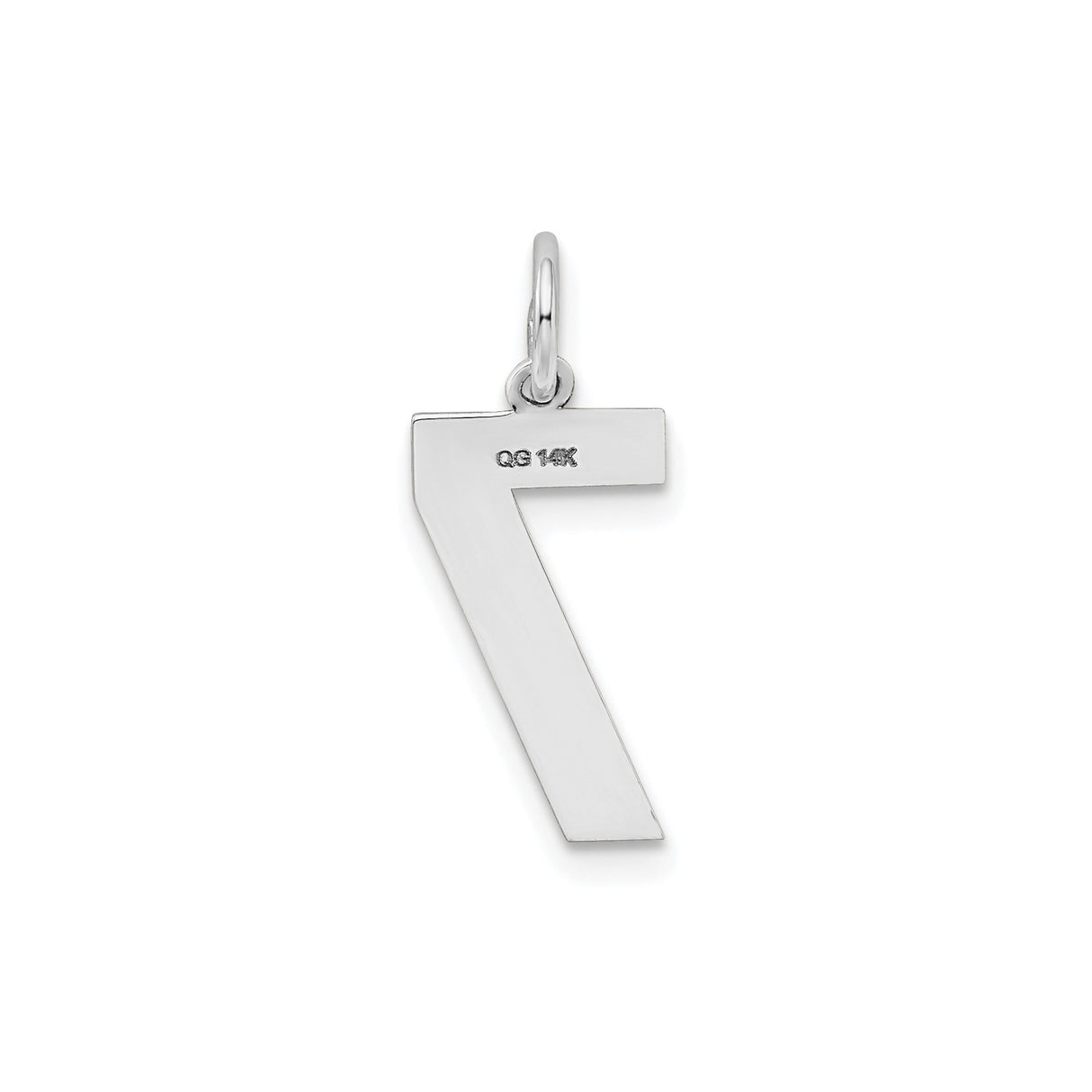 14k White Gold Number 7 Pendant, Textured Finish Minimalist Charm for Women or Unisex Wear