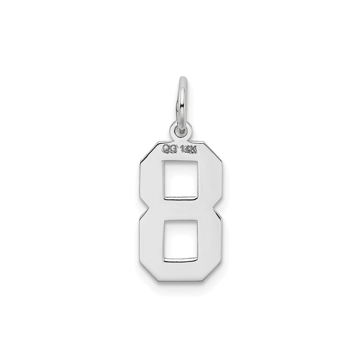 14k White Gold Number 8 Pendant Charm, Satin Finish, Numerology Symbol for Balance and Success