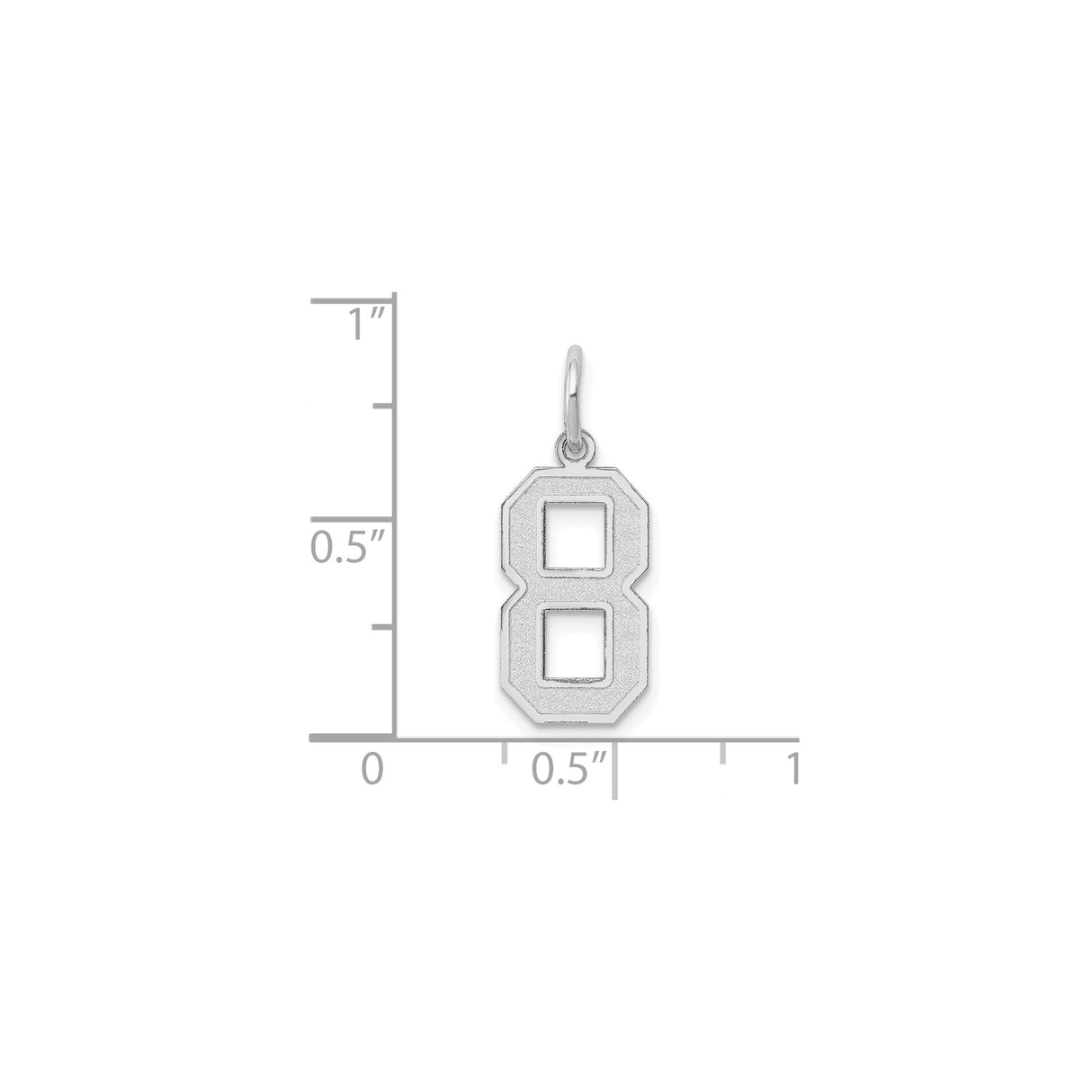 14k White Gold Number 8 Pendant Charm, Satin Finish, Numerology Symbol for Balance and Success