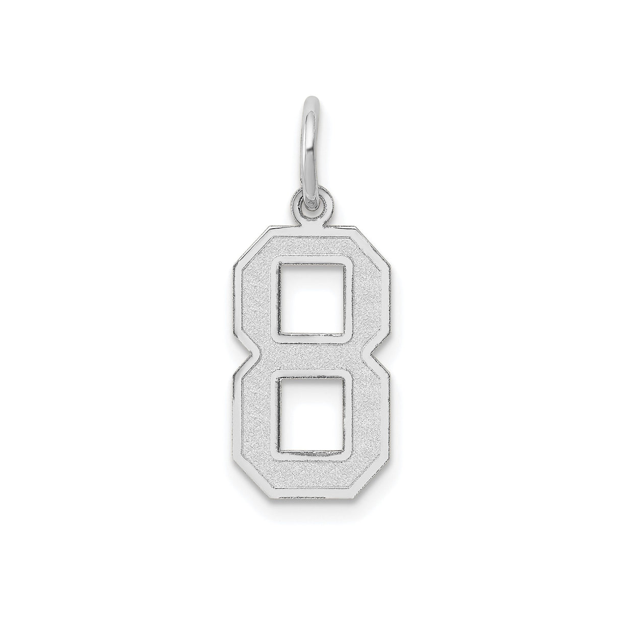 14k White Gold Number 8 Pendant Charm, Satin Finish, Numerology Symbol for Balance and Success