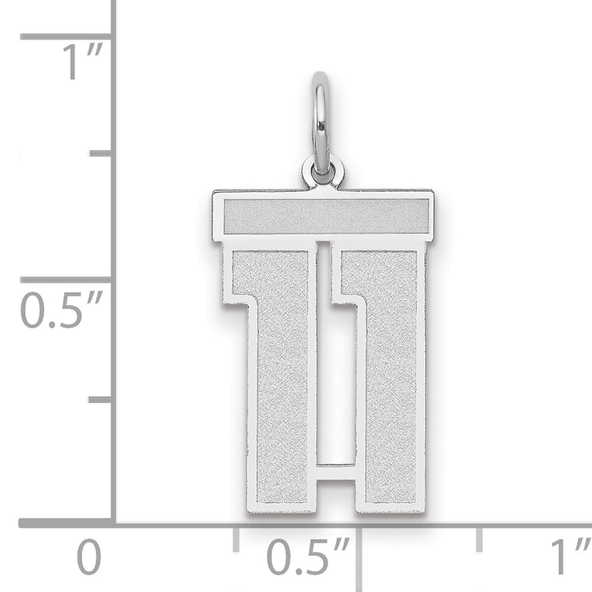 Medium Satin Number 11 Charm Pendant in Real 14k White Gold