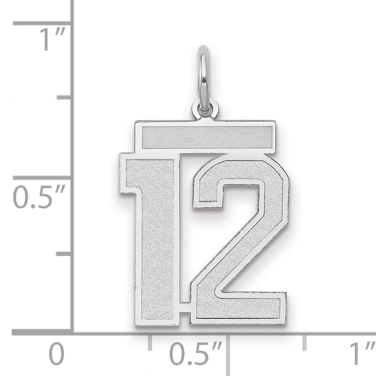 14k White Gold Number 12 Pendant, Bold Block Numeral Charm for Sports Fans and Athletes