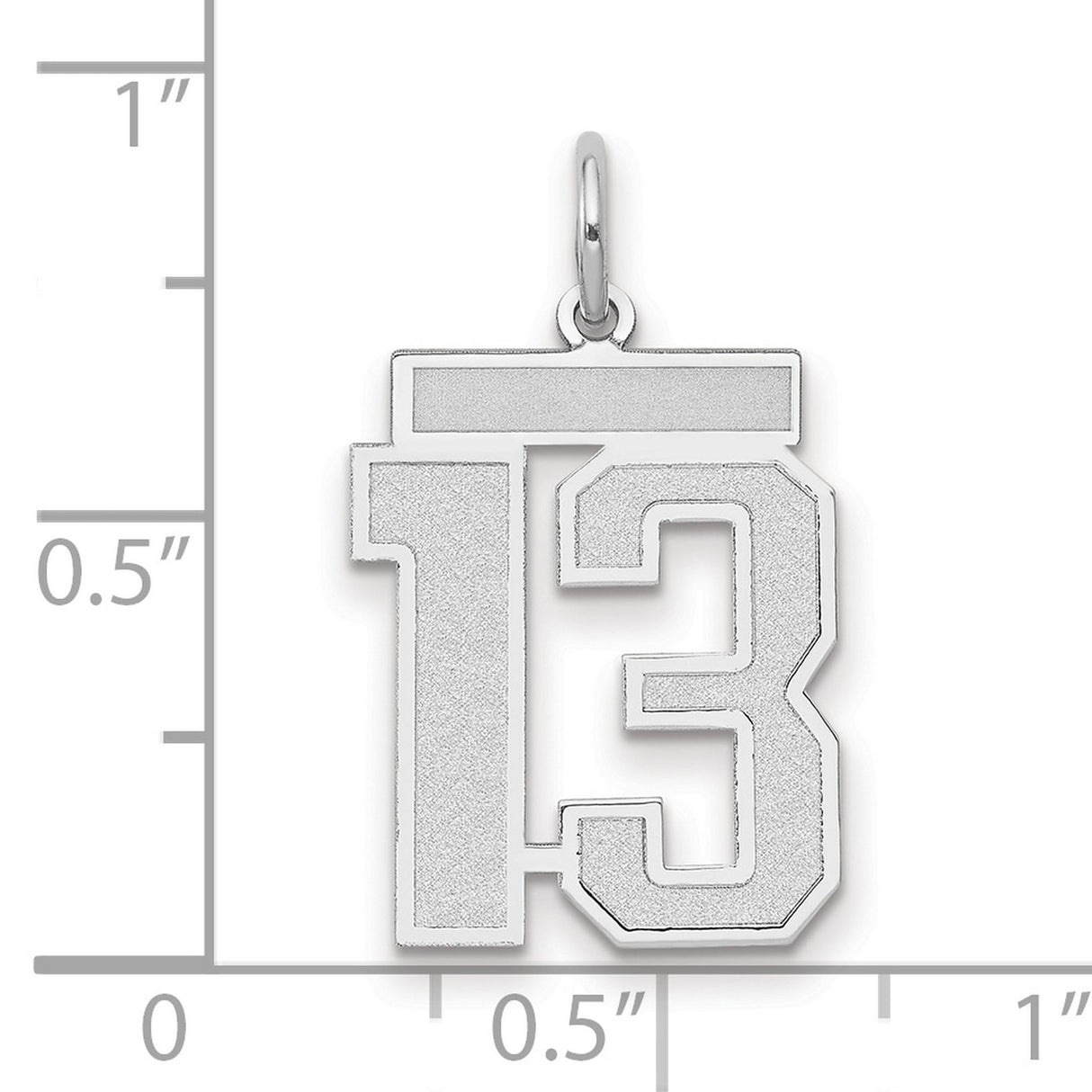 14k White Gold Number 13 Pendant, Bold Block Sports Charm, Lucky Thirteen Jewelry for Men and Unisex