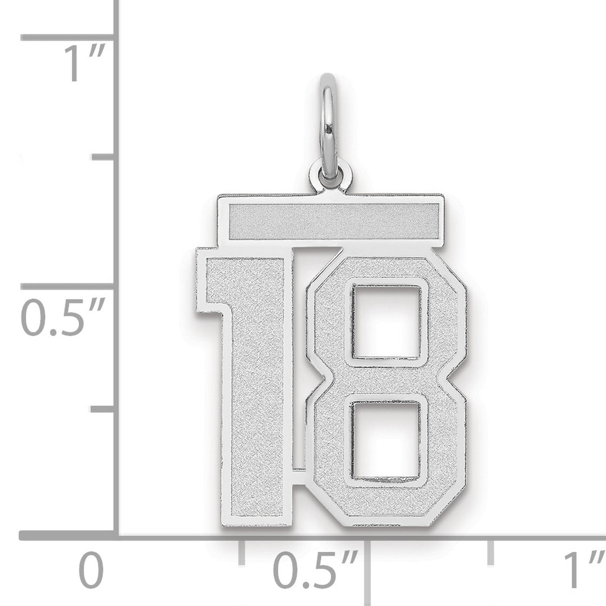 14k White Gold Number 18 Charm Pendant, Block-Style Unisex Numeric Jewelry