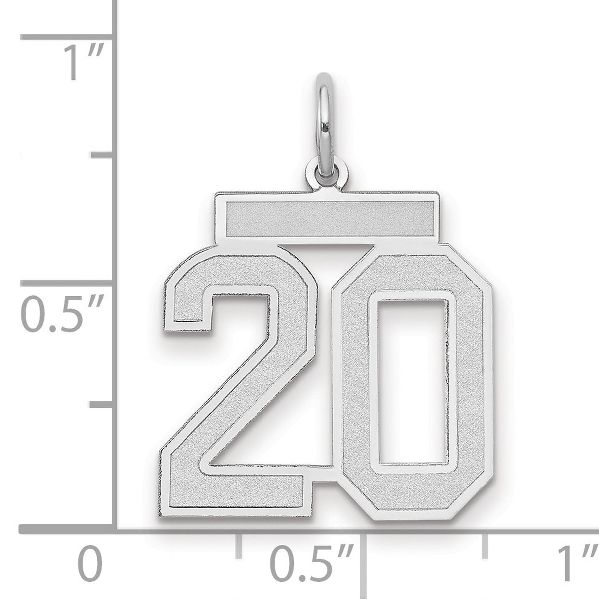 14k White Gold Number 20 Pendant, Bold Block Font Milestone Charm, Unisex Design