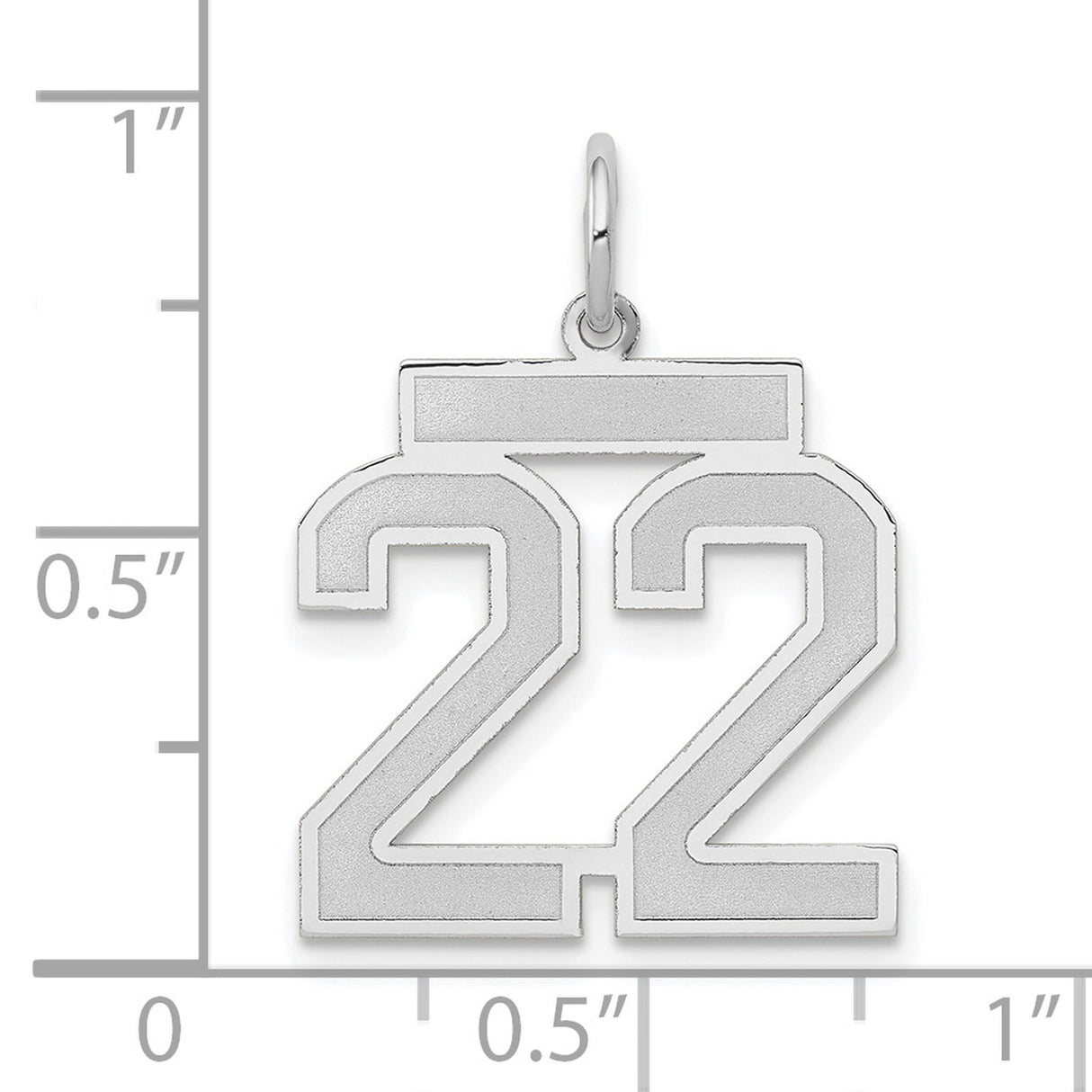 14k White Gold Number 22 Pendant, Bold Jersey Style Sports Charm for Men or Women