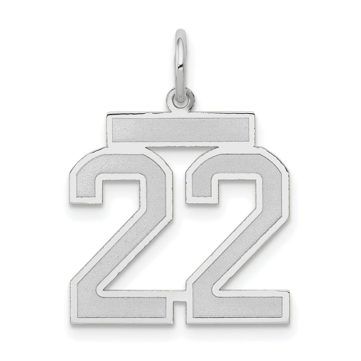 14k White Gold Number 22 Pendant, Bold Jersey Style Sports Charm for Men or Women
