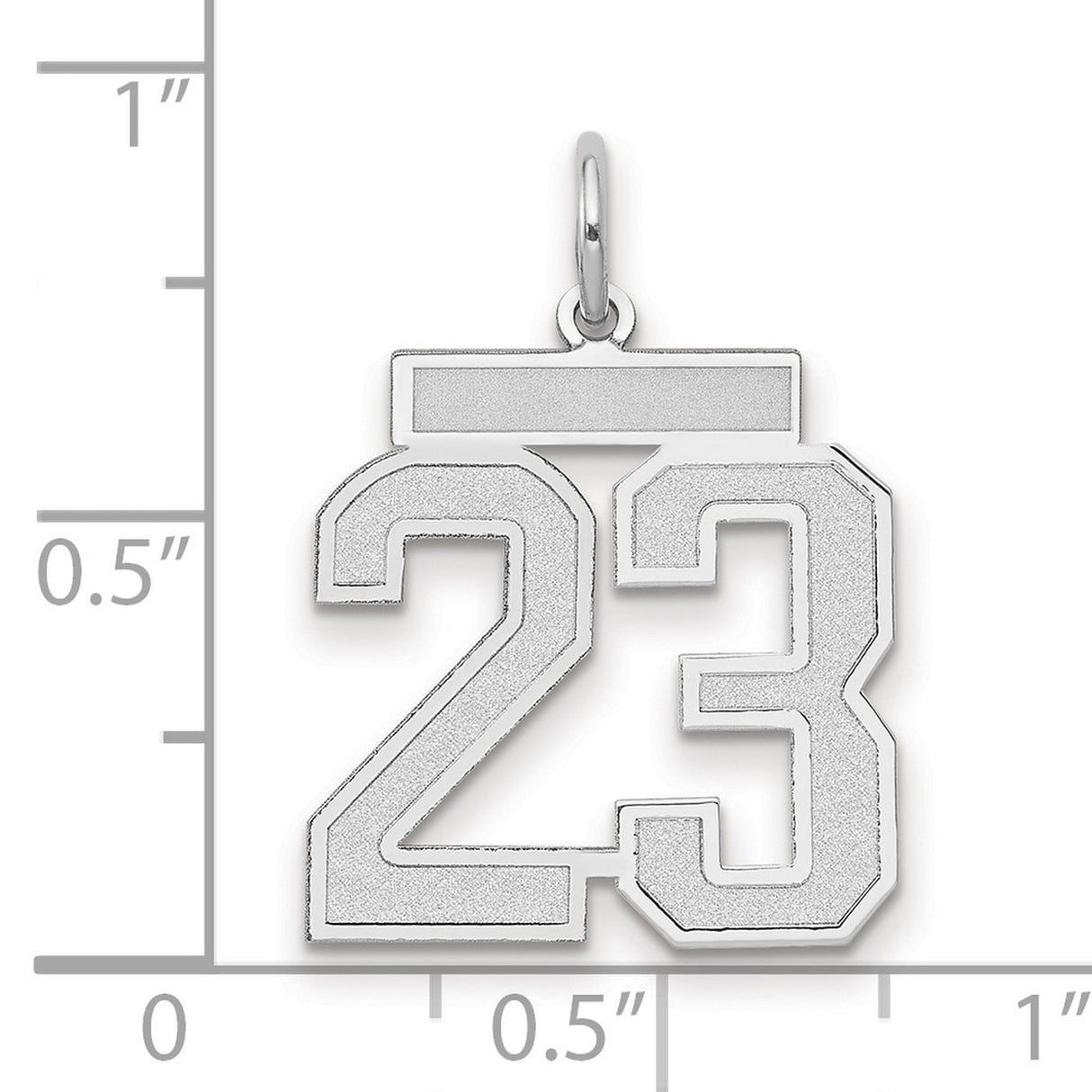 Medium Satin Number 23 Charm Pendant in Real 14k White Gold