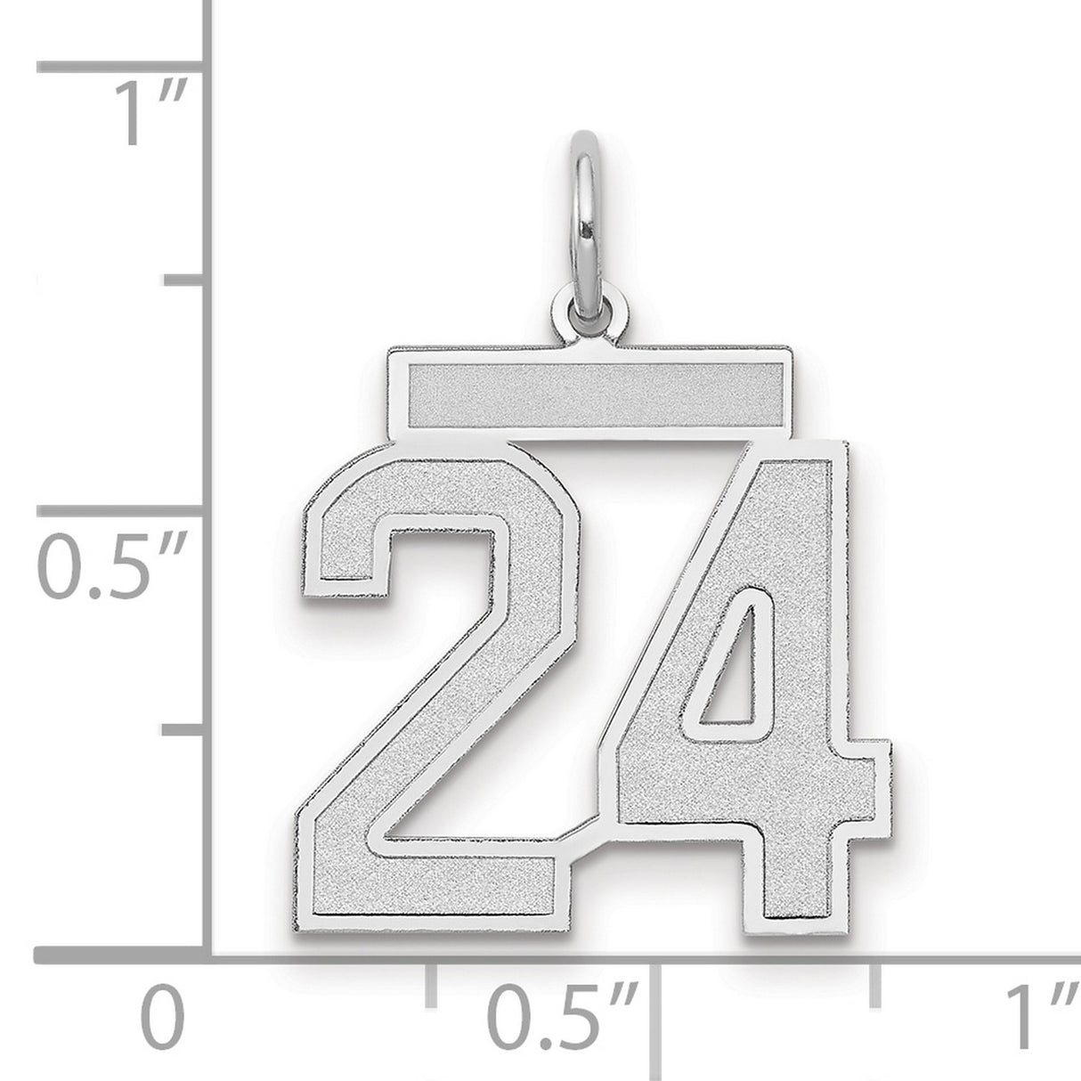 14k White Gold Number 24 Pendant, Varsity Style Sports Charm