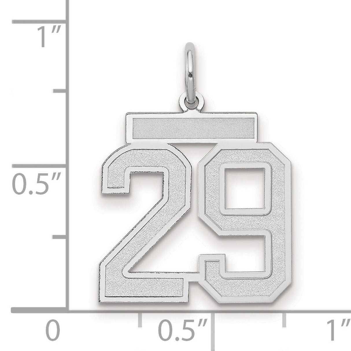 Medium Satin Number 29 Charm Pendant in Real 14k White Gold