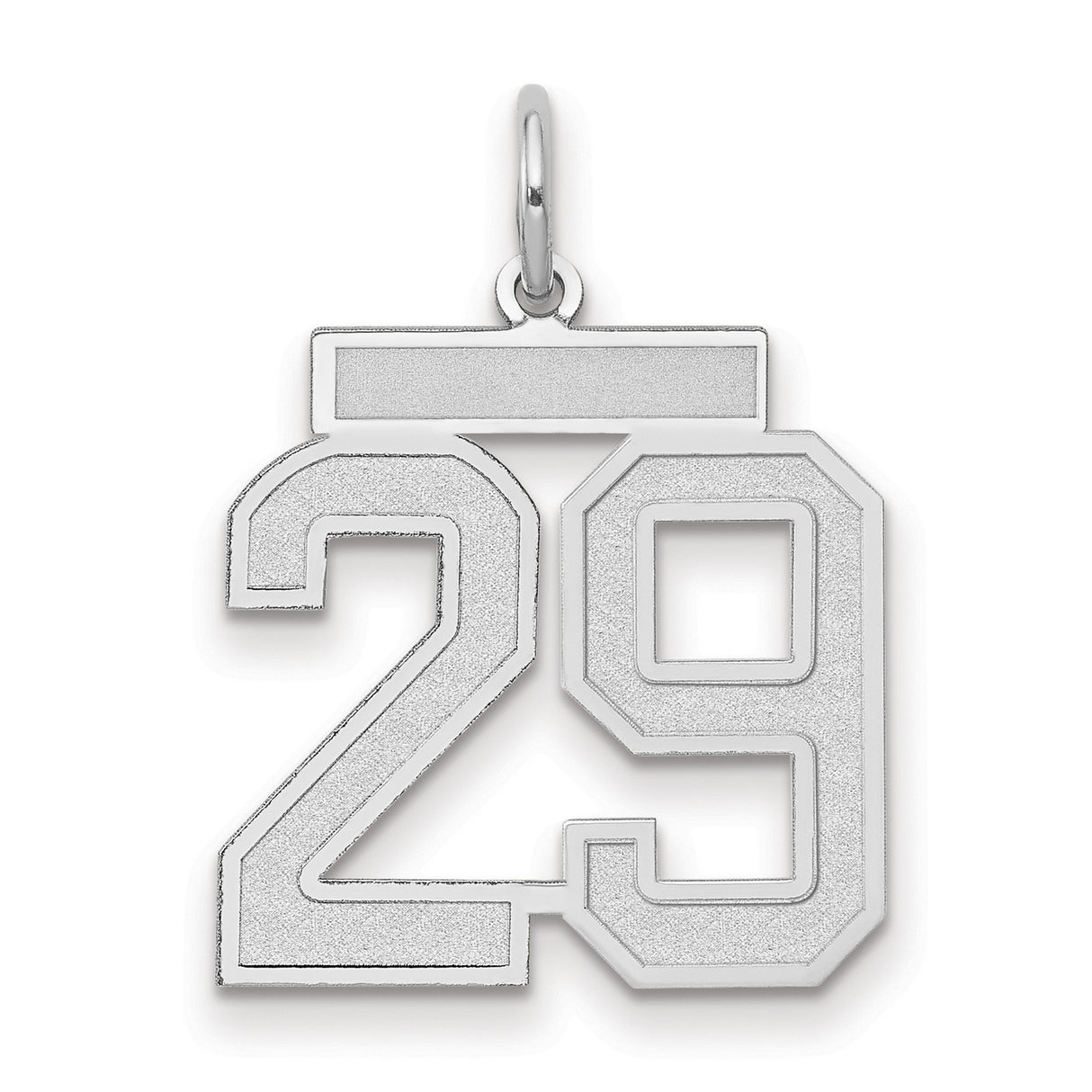 Medium Satin Number 29 Charm Pendant in Real 14k White Gold