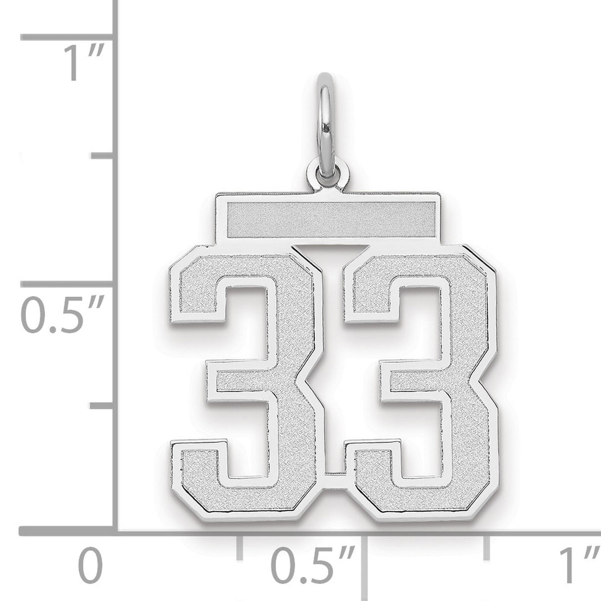 14k White Gold Number 33 Pendant in Bold Varsity Font, Unisex Sports Charm