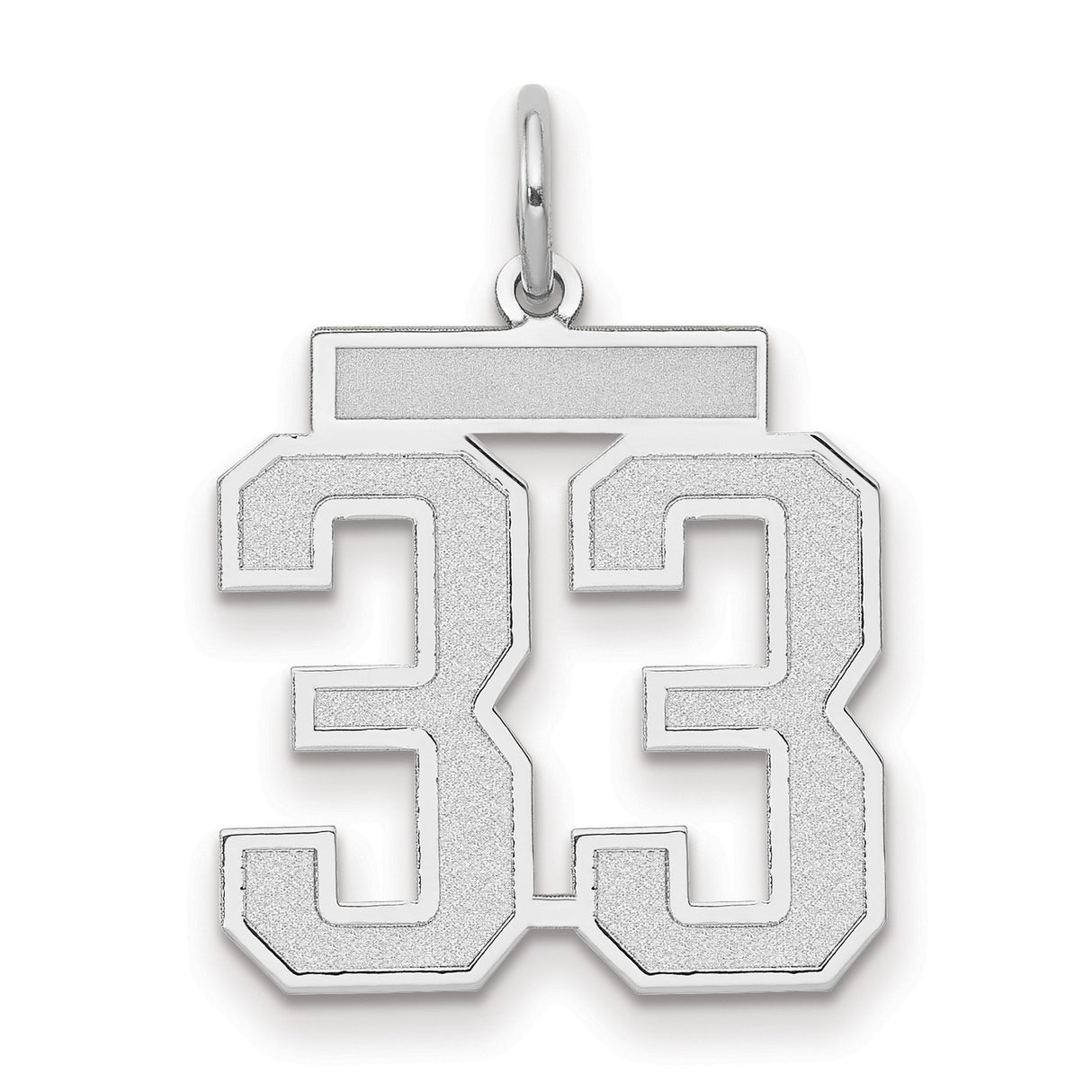 14k White Gold Number 33 Pendant in Bold Varsity Font, Unisex Sports Charm