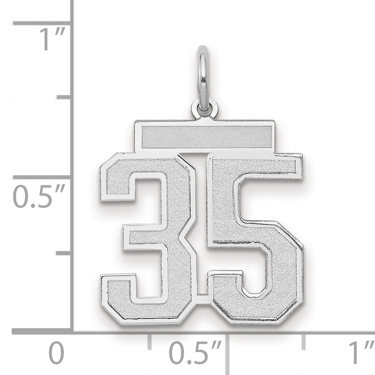 14k White Gold Number 35 Pendant, Bold Block Font Unisex Athlete Charm, Jersey Style Sports Jewelry