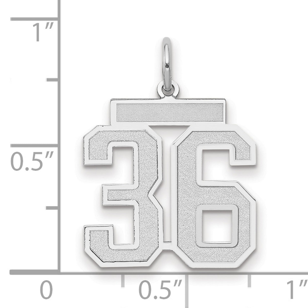 Medium Satin Number 36 Charm Pendant in Real 14k White Gold