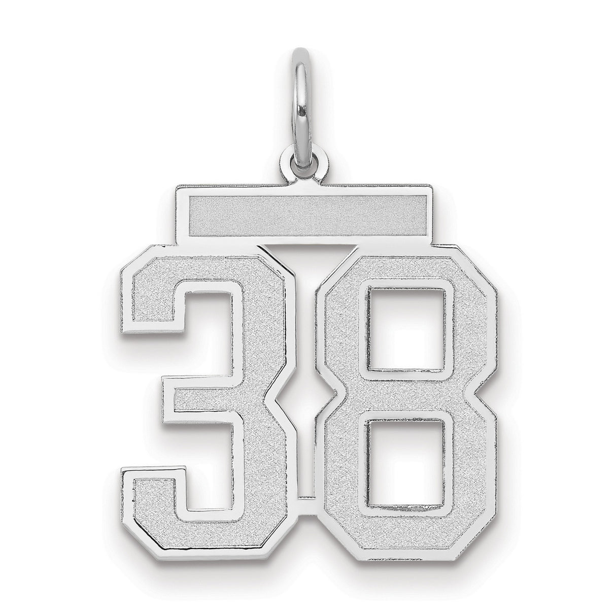 Medium Satin Number 38 Charm Pendant in Real 14k White Gold