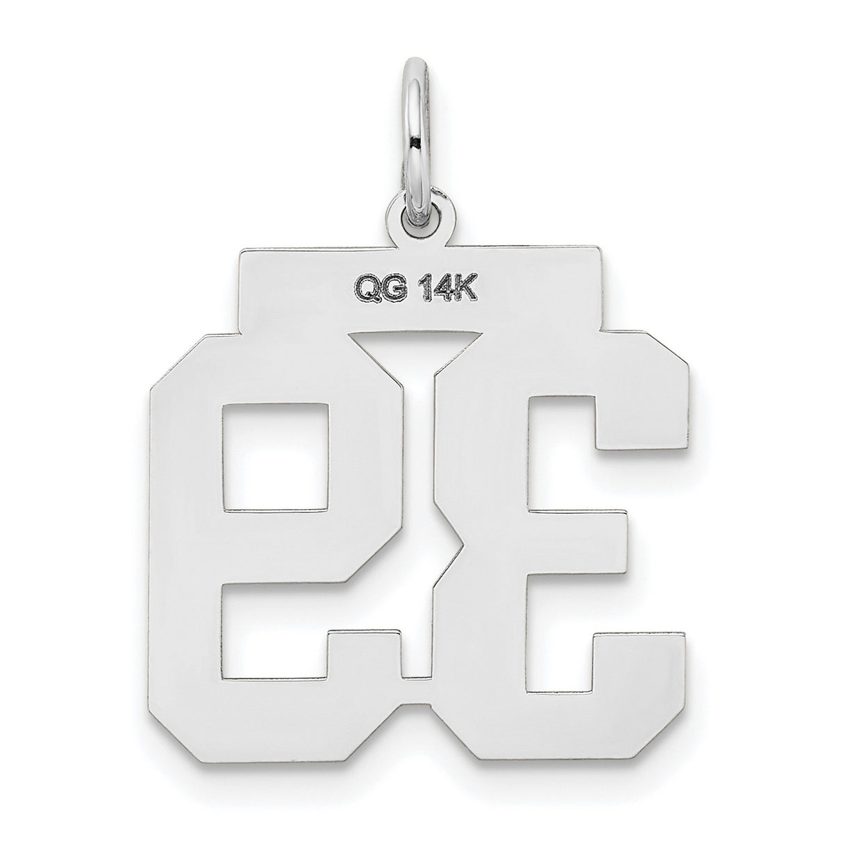 Medium Satin Number 39 Charm Pendant in Real 14k White Gold