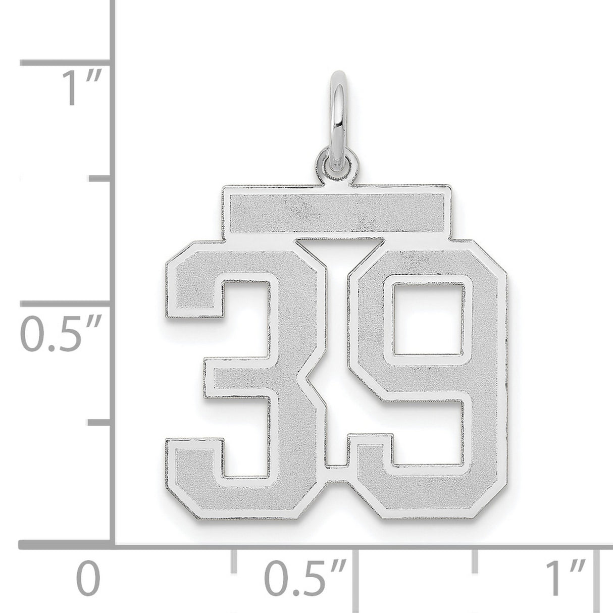 Medium Satin Number 39 Charm Pendant in Real 14k White Gold