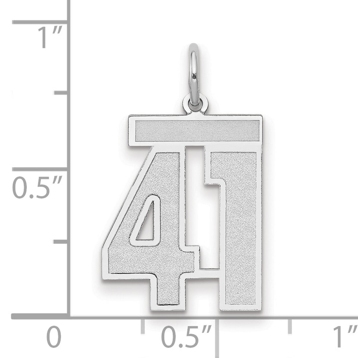Medium Satin Number 41 Charm Pendant in Real 14k White Gold