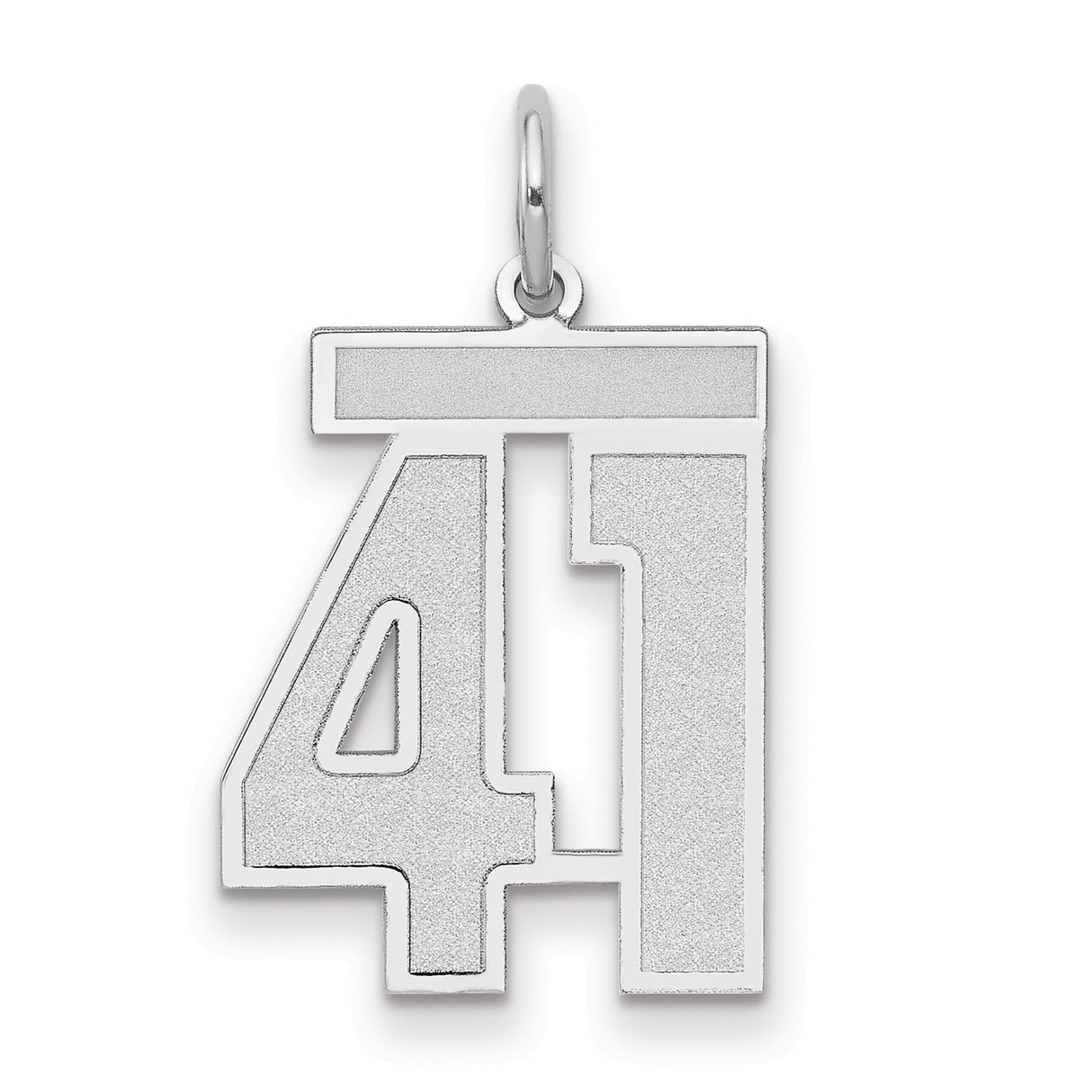 Medium Satin Number 41 Charm Pendant in Real 14k White Gold