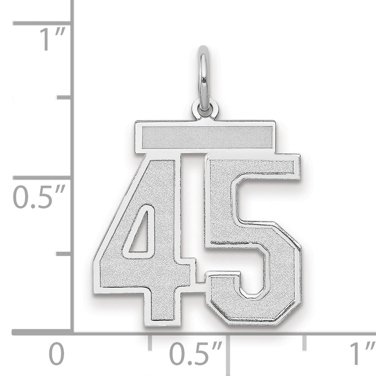 Medium Satin Number 45 Charm Pendant in Real 14k White Gold