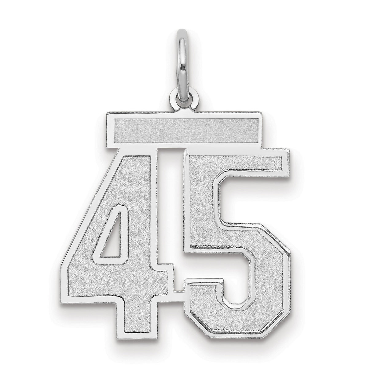 Medium Satin Number 45 Charm Pendant in Real 14k White Gold