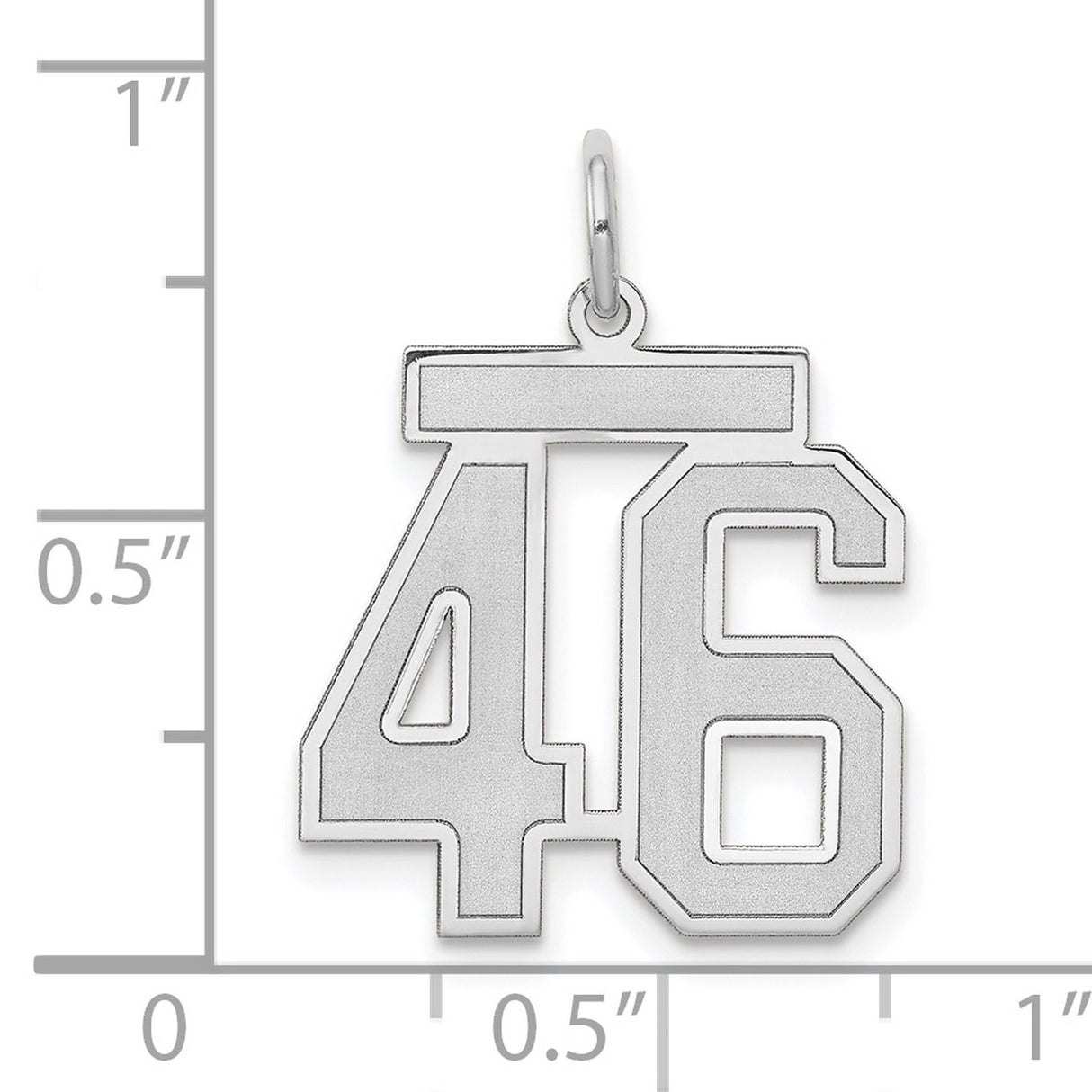 Medium Satin Number 46 Charm Pendant in Real 14k White Gold