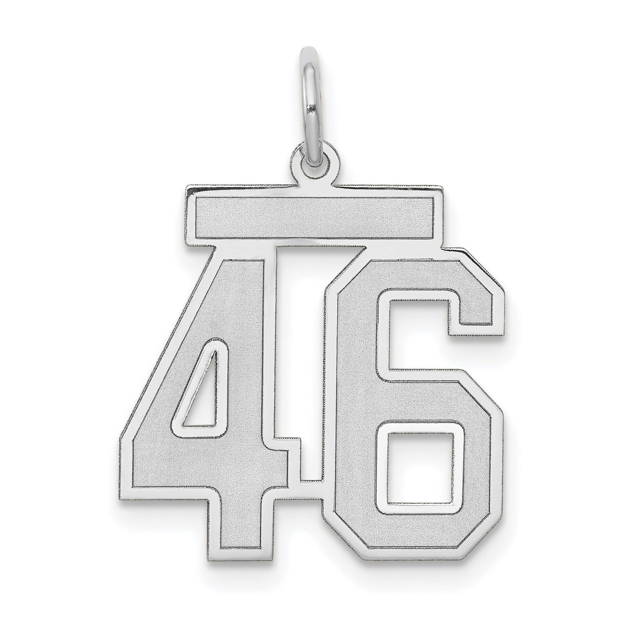 Medium Satin Number 46 Charm Pendant in Real 14k White Gold