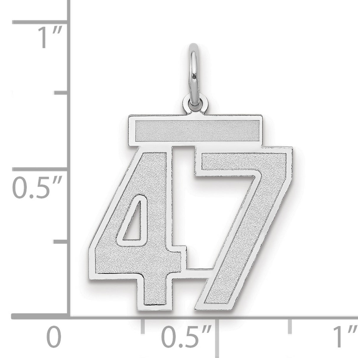 Medium Satin Number 47 Charm Pendant in Real 14k White Gold
