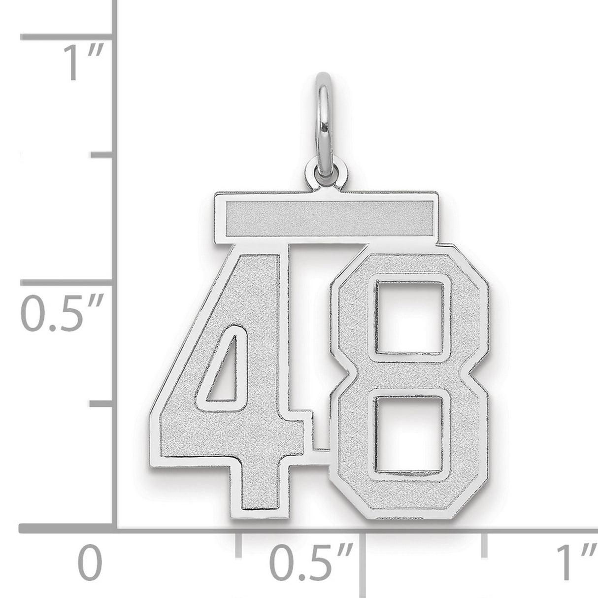 Medium Satin Number 48 Charm Pendant in Real 14k White Gold
