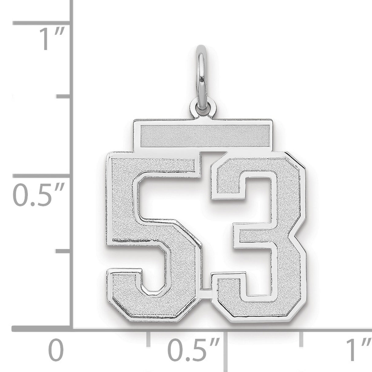 14k White Gold Number 53 Pendant Charm, Varsity Sports Style for Men or Unisex