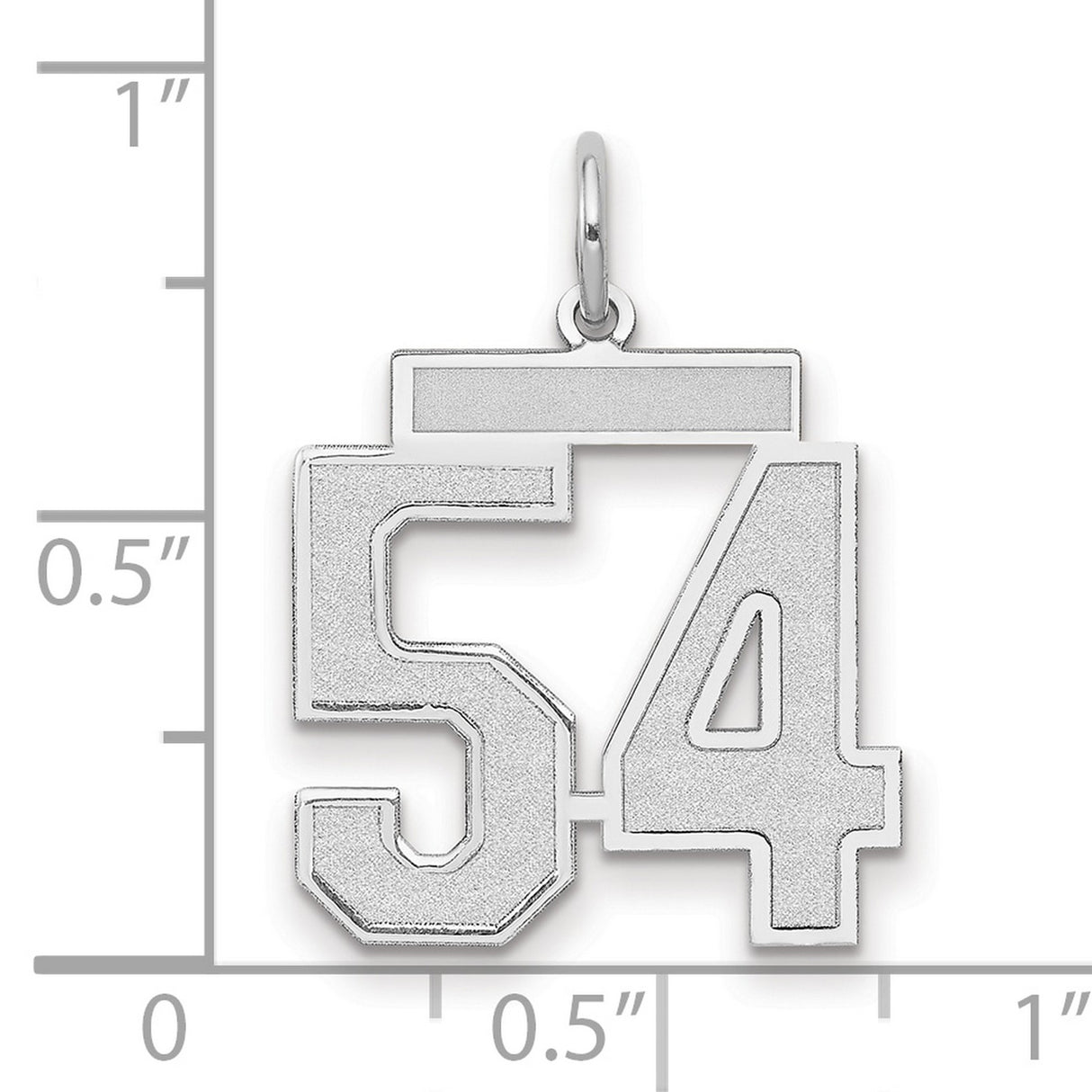 Medium Satin Number 54 Charm Pendant in Real 14k White Gold