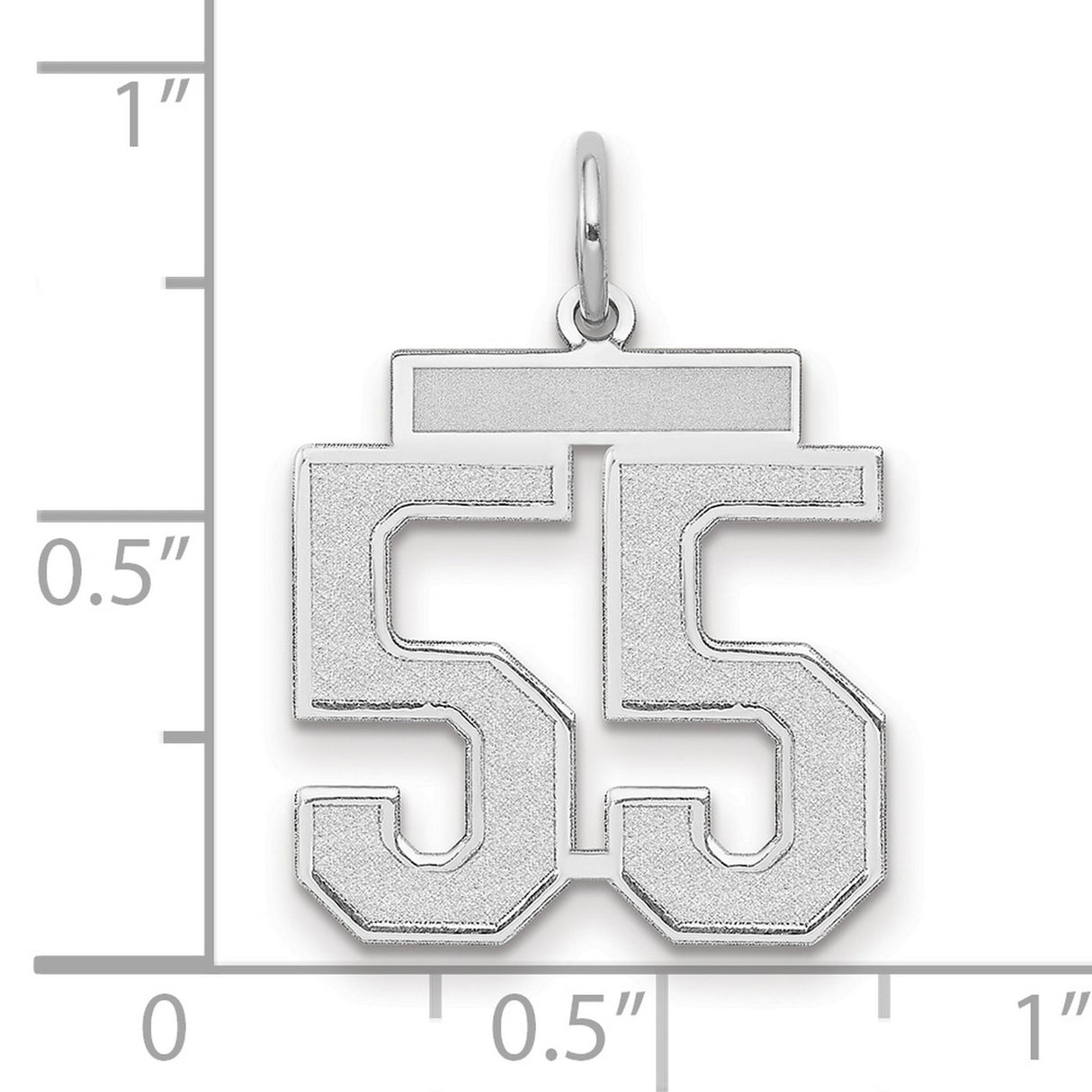 Medium Satin Number 55 Charm Pendant in Real 14k White Gold