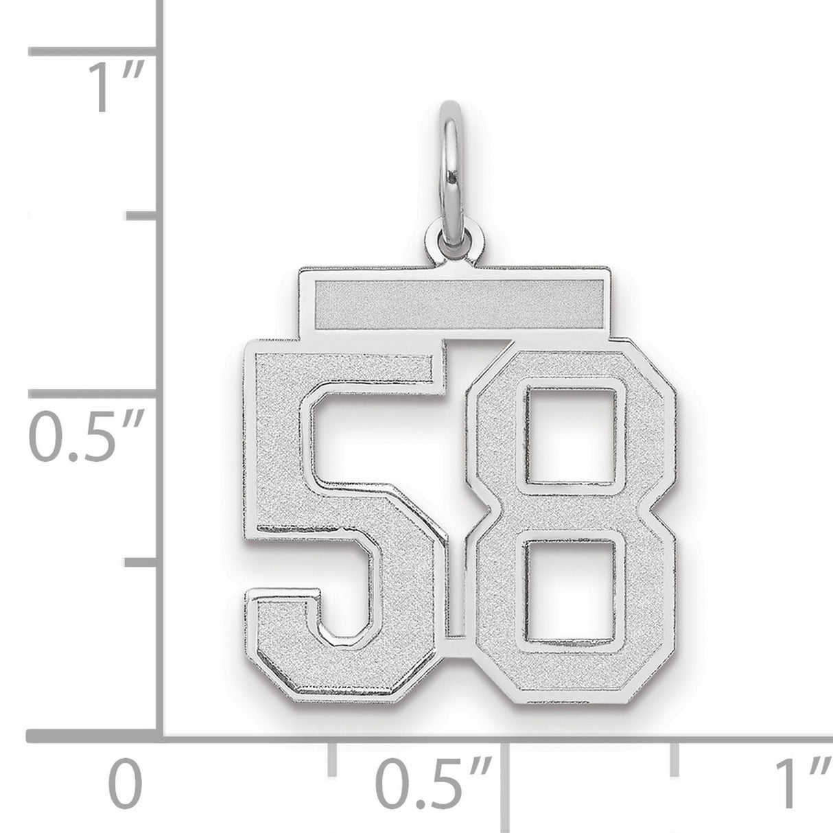 Medium Satin Number 58 Charm Pendant in Real 14k White Gold