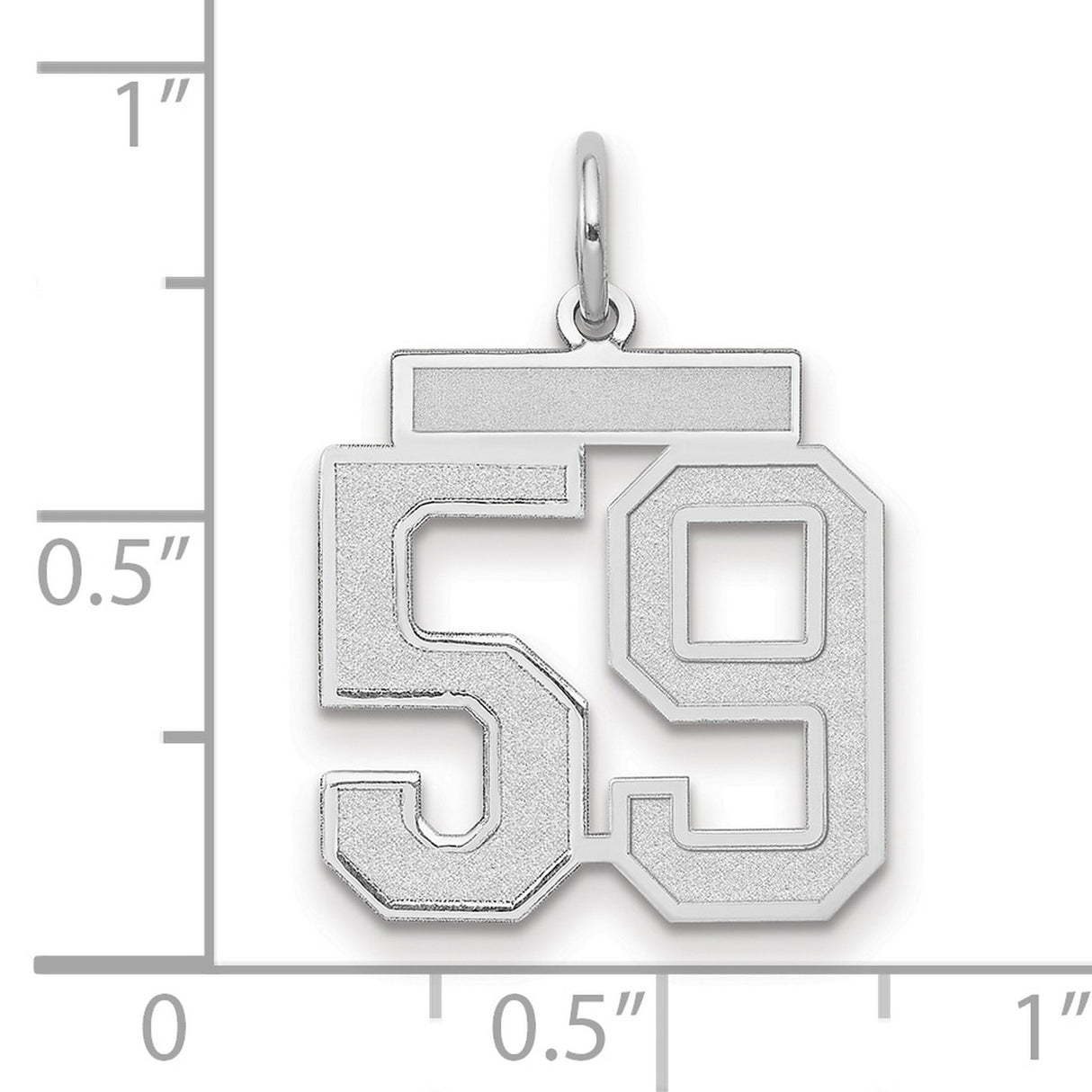 Medium Satin Number 59 Charm Pendant in Real 14k White Gold