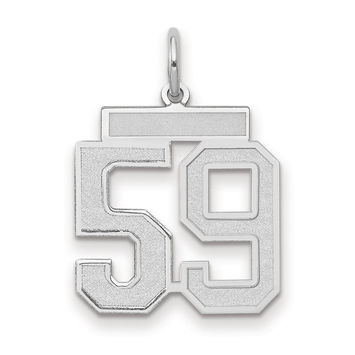 Medium Satin Number 59 Charm Pendant in Real 14k White Gold