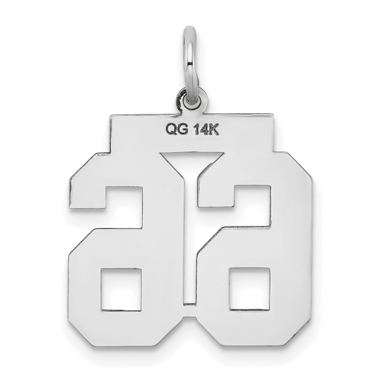 Medium Satin Number 66 Charm Pendant in Real 14k White Gold