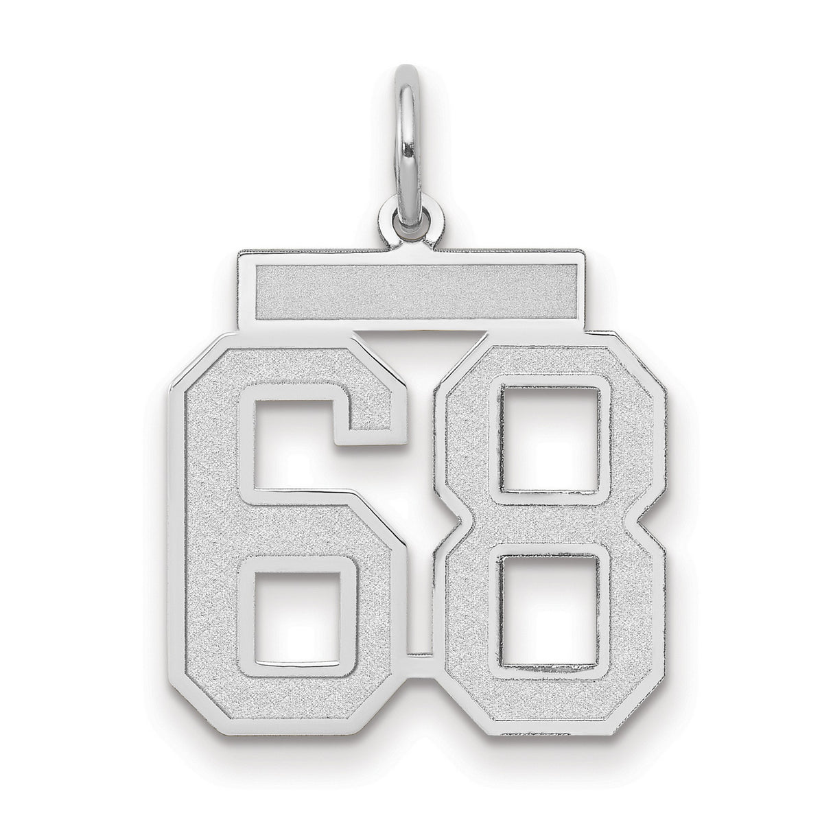 Medium Satin Number 68 Charm Pendant in Real 14k White Gold