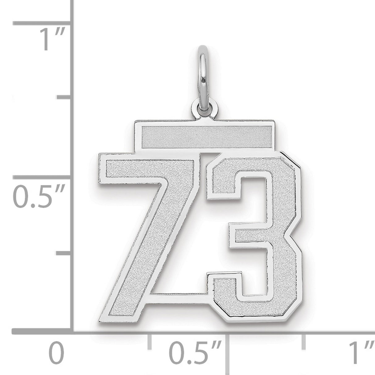 Medium Satin Number 73 Charm Pendant in Real 14k White Gold