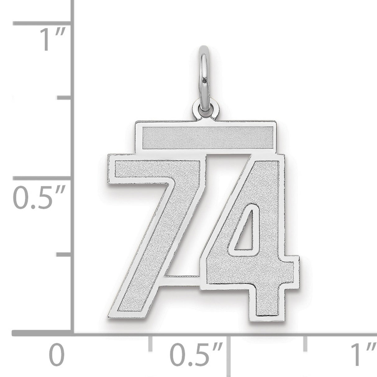 14k White Gold Number 74 Pendant Charm, Bold Block Style for Men or Women