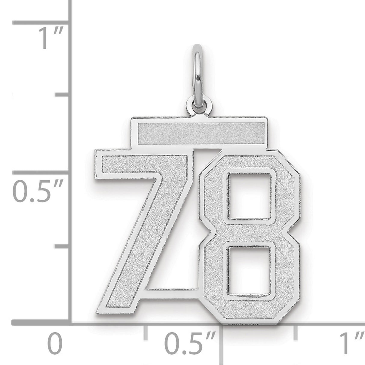 14k White Gold Number 78 Pendant, Polished Block Numerals, Unisex Sports or Graduation Charm