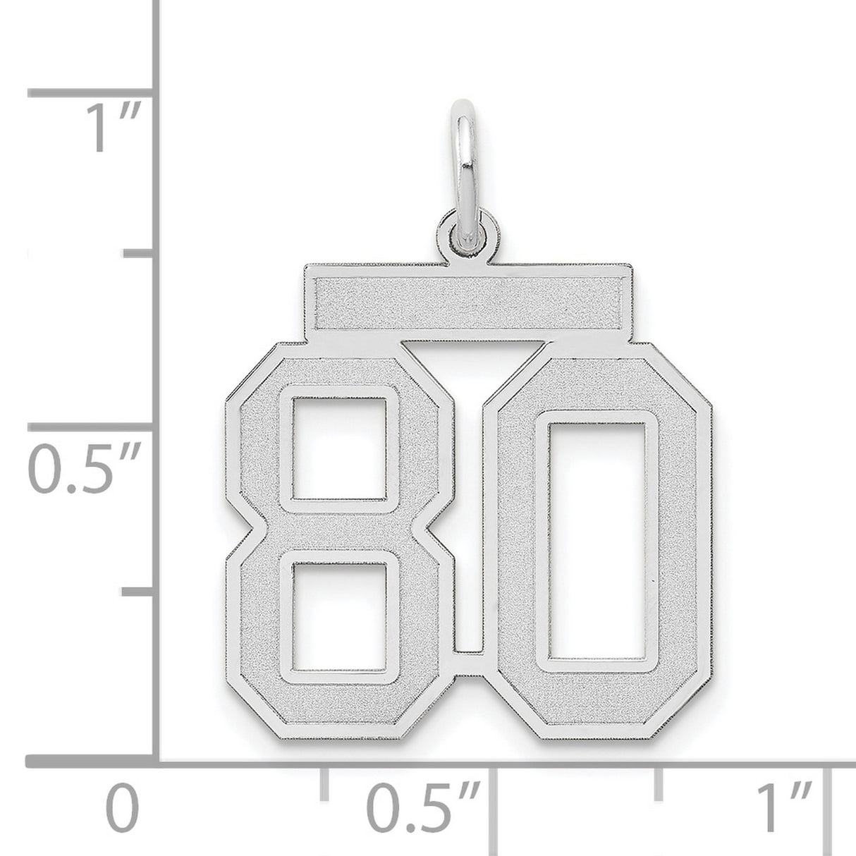 14k White Gold Number 80 Pendant, Block Numeral Sports Charm for Men and Women