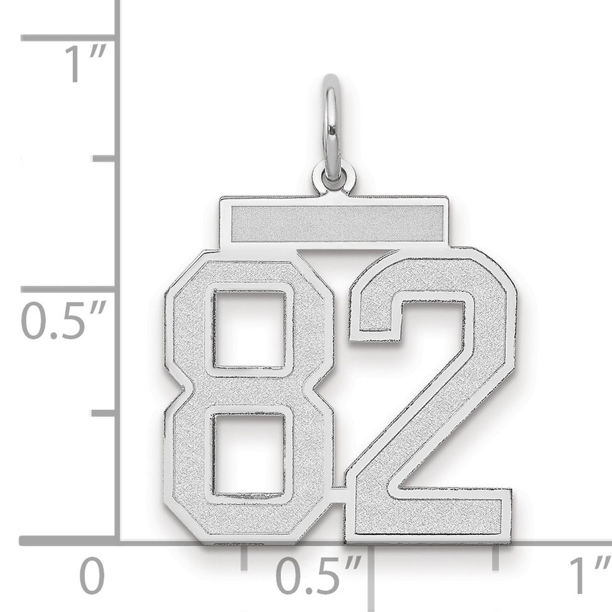 Medium Satin Number 82 Charm Pendant in Real 14k White Gold