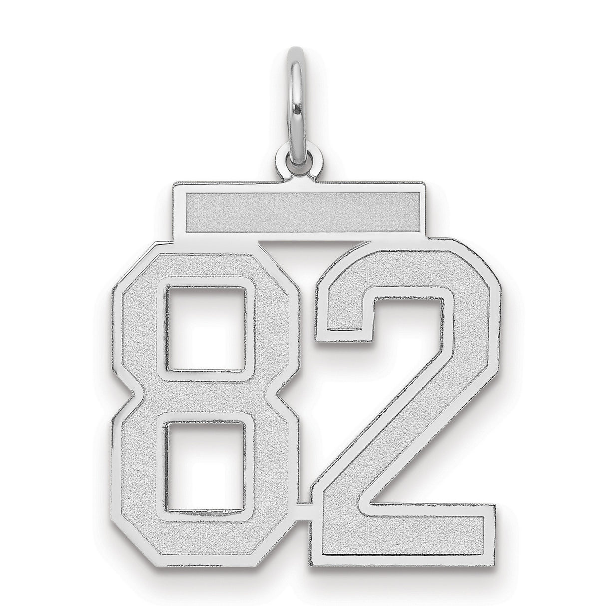 Medium Satin Number 82 Charm Pendant in Real 14k White Gold