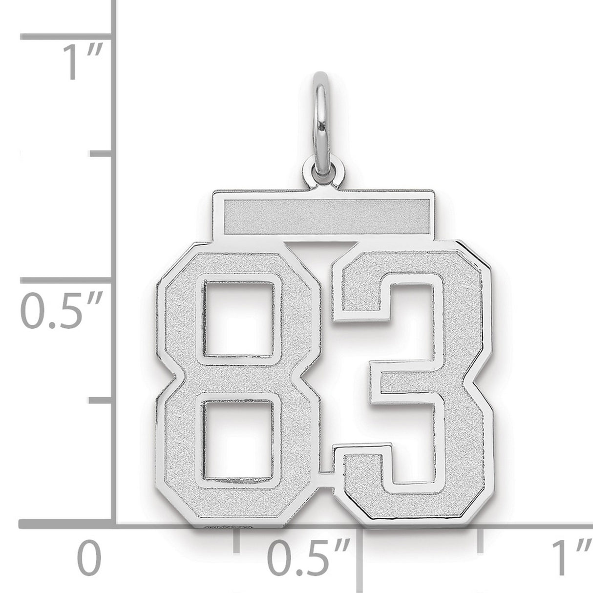 Medium Satin Number 83 Charm Pendant in Real 14k White Gold