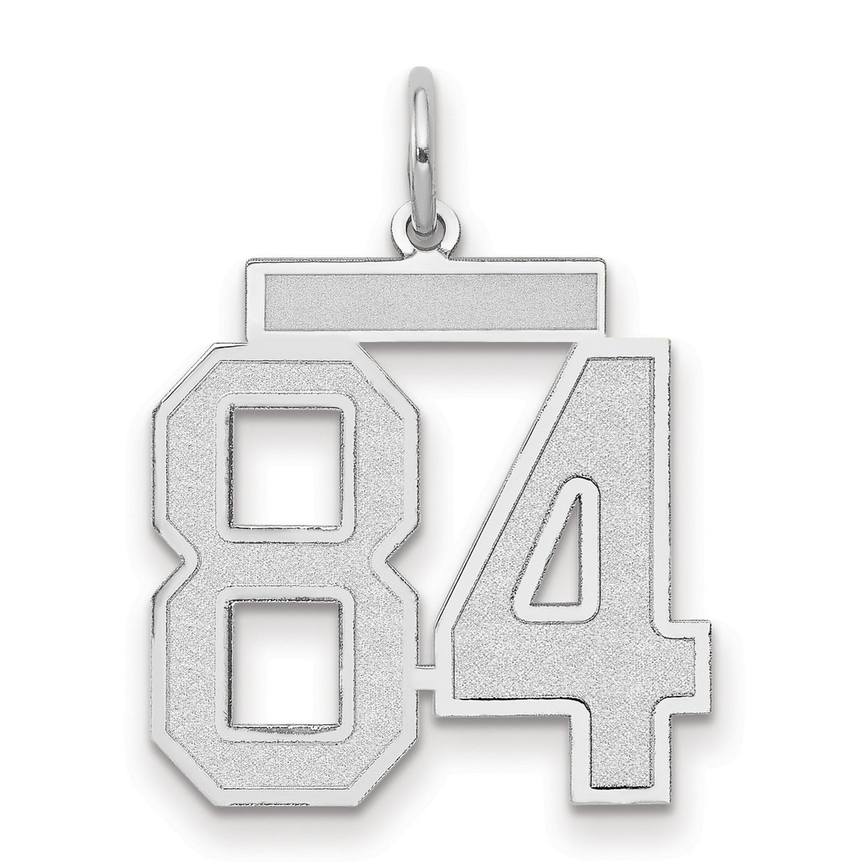 Medium Satin Number 84 Charm Pendant in Real 14k White Gold